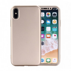 Husa Apple iPhone X Full Silicone 360 Auriu + Folie de protectie foto