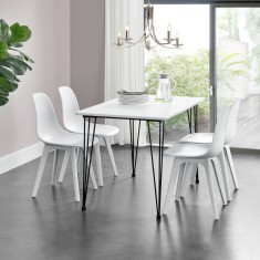[en.casa]&reg; Masa Somalia design elegant efect lemn cu picioare hairpin ,120 x 70 x 75 cm, metal/MDF, negru/alb pentru 4 persoane HausGarden Leisure
