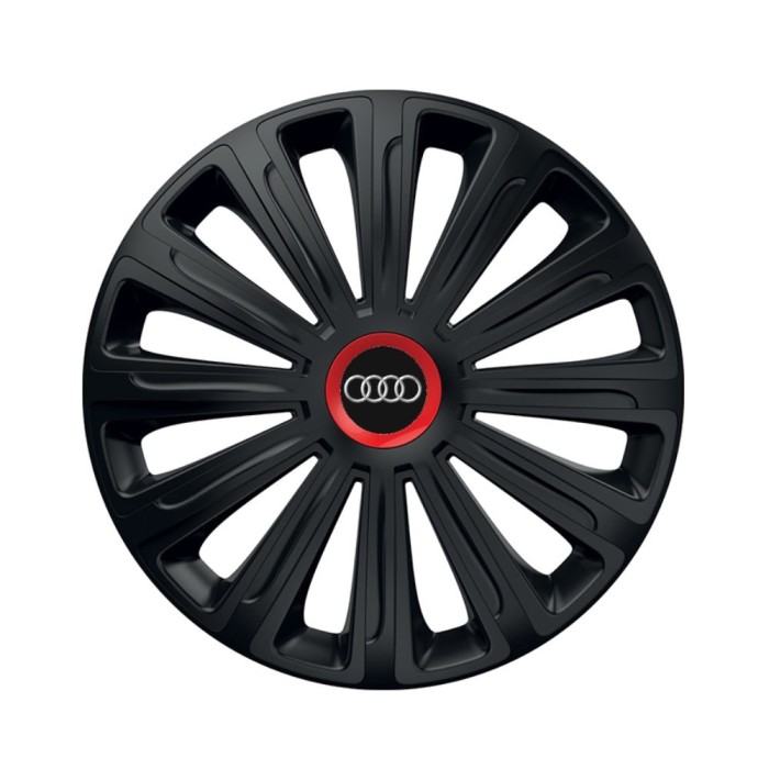 Set 4 capace roti Negre Cu Inel Rosu Trend R14 Compatibil Cu Audi