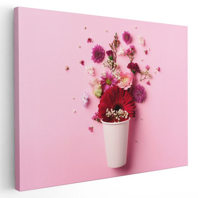 Tablou aranjament floral flori variate Tablou canvas pe panza CU RAMA 30x40 cm foto