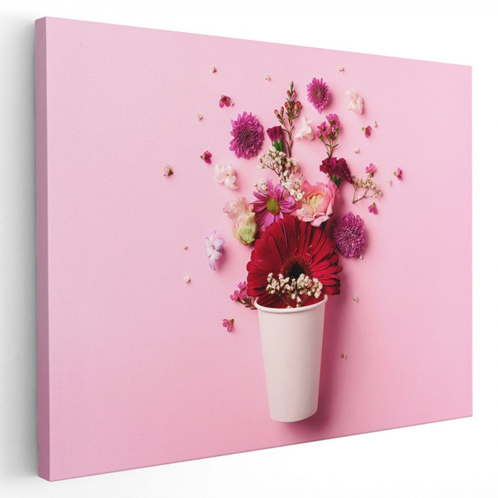 Tablou aranjament floral flori variate Tablou canvas pe panza CU RAMA 30x40 cm