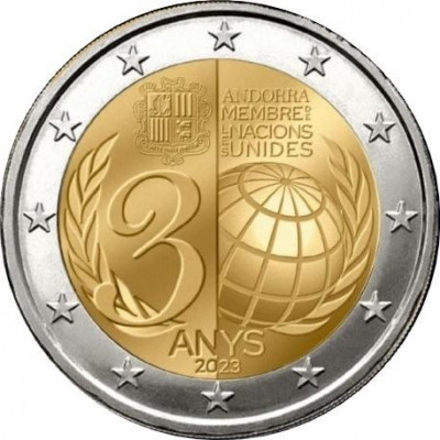 Andorra 2023 - 2 euro - 30 ani membru al ONU - Coincard foto