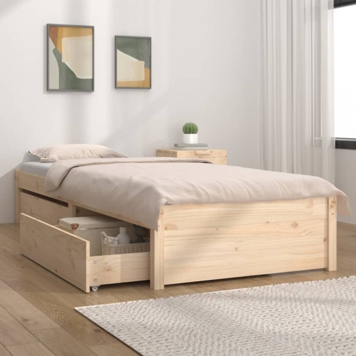 vidaXL Cadru de pat cu sertare Small Single 2FT6, 75x190 cm