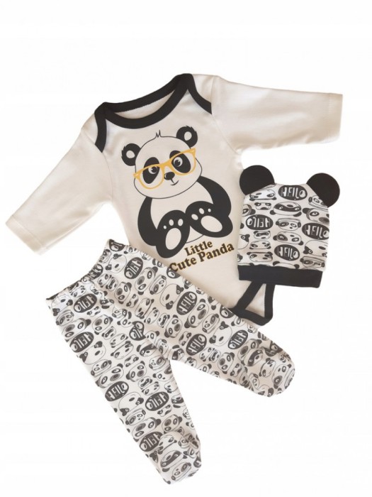 SET COMPLEU HAINE COPII, FORMAT DIN BODY, PANTALONI SI CACIULITA-PANDA,marime 62