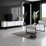 Cumpara ieftin Set de mobilier pentru living Luxe, Alb Negru