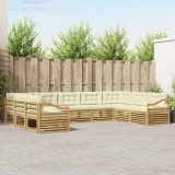 vidaXL Set de canapele de exterior 9 pcs Alb și crem 3391170