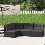 Cumpara ieftin Set mobilier relaxare grădină 4 piese cu perne poliratan negru
