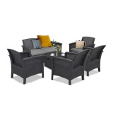 Set Mobilier Gradina Leziter Venus II Big, 6 Locuri, Plastic, Culoare Grafit, Fabricat in Italia