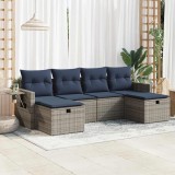 vidaXL Set mobilier grădină cu perne, 6 piese, gri, poliratan