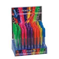 Set 60 de Pixuri cu Gel PENSAN Glitter, Mine Diferite Culori cu Cerneala Neon, Varf 1 mm, Corp din Plastic Transparent, Pix Neon, Pixuri Neon, Pixuri foto