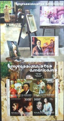 REP.BURUNDI - IMPRESIONISTI AMERICANI-1 M/SH+ 1 S/SH-MNH** - RBU 122 foto