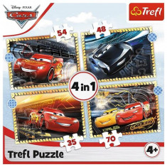 Puzzle 4 în 1 (35+48+54+70 piese) „Cars - Pe locuri, fiți gata, start”