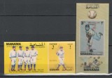 Manama.1972 Jucatori de baseball-Bl. TRIDIMENSIONALE DY.61, Nestampilat