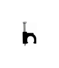 Cleme clips fixare cablu rotund plastic cu cui 5mm negru 100buc Well foto