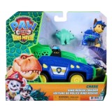 PATRULA CATELUSILOR FILMUL CU DINOZAURI SET DINO VEHICUL DE POLITIE CU FIGURINA CHASE SI ACCESORII 15CM