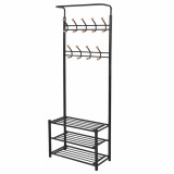 Cumpara ieftin Cuier cu rafturi pentru pantofi, 68 x 32 x 182,5 cm, negru