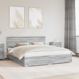 vidaXL Cadru de pat cu headboard Gri Sonoma 200 x 200 cm Lemn compozit 3408227
