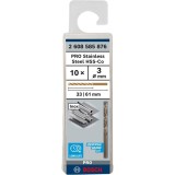 Bosch PRO Stainless Steel HSS-Co - Set burghie metal HSS-CO 3 mm tija cilindrica 10 bucati
