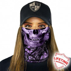 Bandana/Face Shield/Cagula/Esarfa - Purple Forest Camo | Skull, made in USA foto