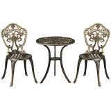 Outsunny Set Bistr&ograve; de Grădină 3 Piese cu 2 Scaune de Grădină și Masă Rotundă cu Orificiu pentru Umbrelă, Set Masă și Scaune de Grădină din Aluminiu,