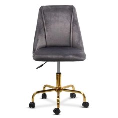 Scaun de birou OFF 642, rotativ, inaltime reglabila, baza aurie, catifea, 100 kg