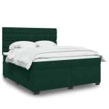 vidaXL Pat box spring cu saltea, verde &icirc;nchis, 180x200 cm, catifea 3290987