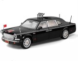 Macheta Limuzina prezidentiala Hongqi Red Flag metal 1:24 neagra 22cm cu lumini sunete si usi mobile