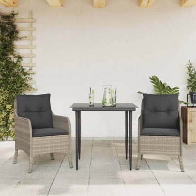 vidaXL Set mobilier de grădină cu perne, 3 piese,gri deschis,poliratan 3211990 foto