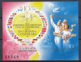 ROMANIA 1985 LP 1126 - 10 ANI DE LA SEMNAREA DOCUMENTULUI FINAL AL CONFERINTEI PENTRU SECURITATE SI COOPERARE IN EUROPA COLITA NEDANTELATE STARE MNH