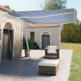 VidaXL Copertină retractabilă manual autonomă, albastru/alb, 450x350cm