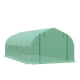 Outsunny Seră de exterior - Seră tip tunel 6x3x2 m, seră mare de grădină cu 12 ferestre și ușă rulabilă cu fermoar, cadru din metal pentru cultivarea