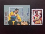 2001 - Hagi - 17 ani sub tricolor - timbru + colita nedantelata - LP1548 + LP1549