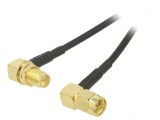 Cablu RF 50&Omega; 1m RP-SMA Mamă la SMA Tată Unghiular Negru