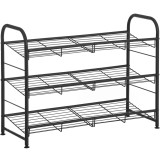 SONGMICS Raft de depozitare pantofi, din metal, pe 3 niveluri, cu rafturi unghiulare reglabile, 28x69x50cm, negru Household NewTrend