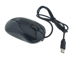 Mouse optic cu fir si conector USB-C, 3D, Titanum 94670, 1000 DPI, 100 x 55 x 30 mm, cablu 120cm, negru