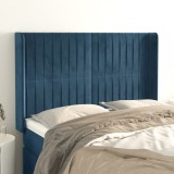 vidaXL Tăblie pat cu urechi albastru &icirc;nchis 147x16x118/128 cm catifea