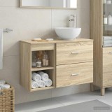Cumpara ieftin Set dulap baie 2 buc. Stejar Sonoma 79,5 x 35 x 80 cm