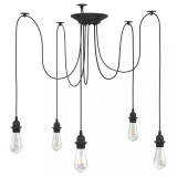 VidaXL Lampă suspendată cu 5 suporturi E27 metal negru