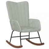 Scaun Balansoar vidaXL Gri Deschis Catifea, Cadru Otel &amp; Lemn, 61x78x98cm, Confortabil &amp; Stabil