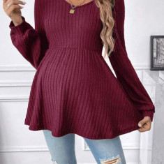 Pulover din tricot, cu maneca lunga, Maternity, visiniu, dama, Shein