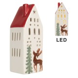 Cumpara ieftin Casuta Craciun ceramica multicolora cu led 7x6x19 cm
