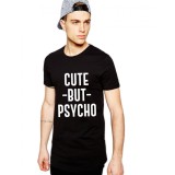 Tricou negru barbati - Cute but PSYCHO - L