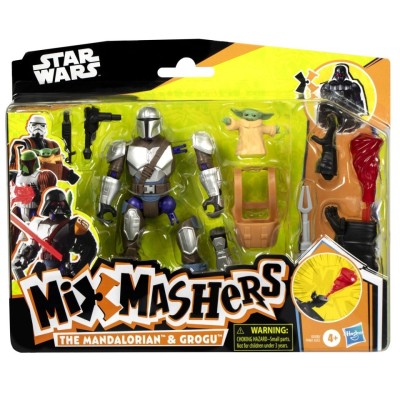 STAR WARS MIX MASHERS DELUXE SET FIGURINA MANDALORIAN AND GROGU 12CM SI foto