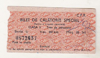 bnk div CFR Bilet de calatorie special foto