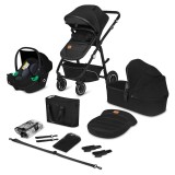 Carucior 3 in 1 Lionelo Bianka cu landou si scoica auto, Black Onyx, 0 luni+, 22 kg
