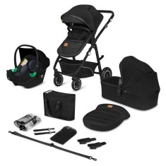 Carucior 3 in 1 Lionelo Bianka cu landou si scoica auto, Black Onyx, 0 luni+, 22 kg