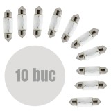 Bec Auto SV8.5 11x35mm 12V 10W Carguard, Alb, Set 10 Bucati