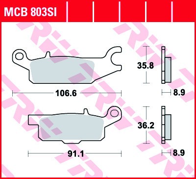 Set placute frana spate stanga TRW MCB803SI - ATV Yamaha YFM Grizzly (09-11) 550cc - YFM Grizzly (07-13) 700cc foto