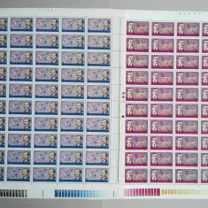 TIMBRE ROMÂNIA L.P.803/1972 ANIVERSĂRI AVIAȚIE -2 coli 50 de timbre MNH