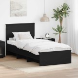 vidaXL Cadru de pat cu headboard Negru 90 x 200 cm Lemn compozit 3408887